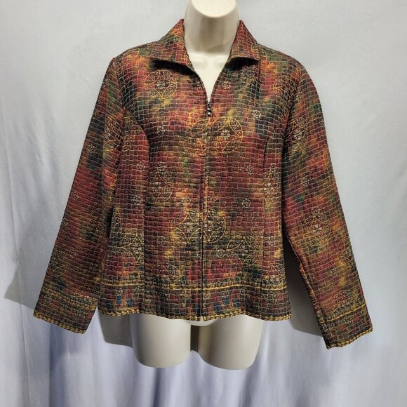 Christopher & Banks Jackets & Blazers - Christopher & Banks Size S Boho Floral Zip Up Blazer Jacket Lightweight Quilted